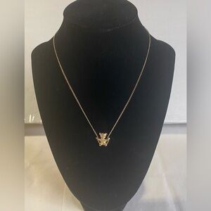 Vintage SARAH COVENTRY Gold tone Swinging Teddy Bear Necklace.